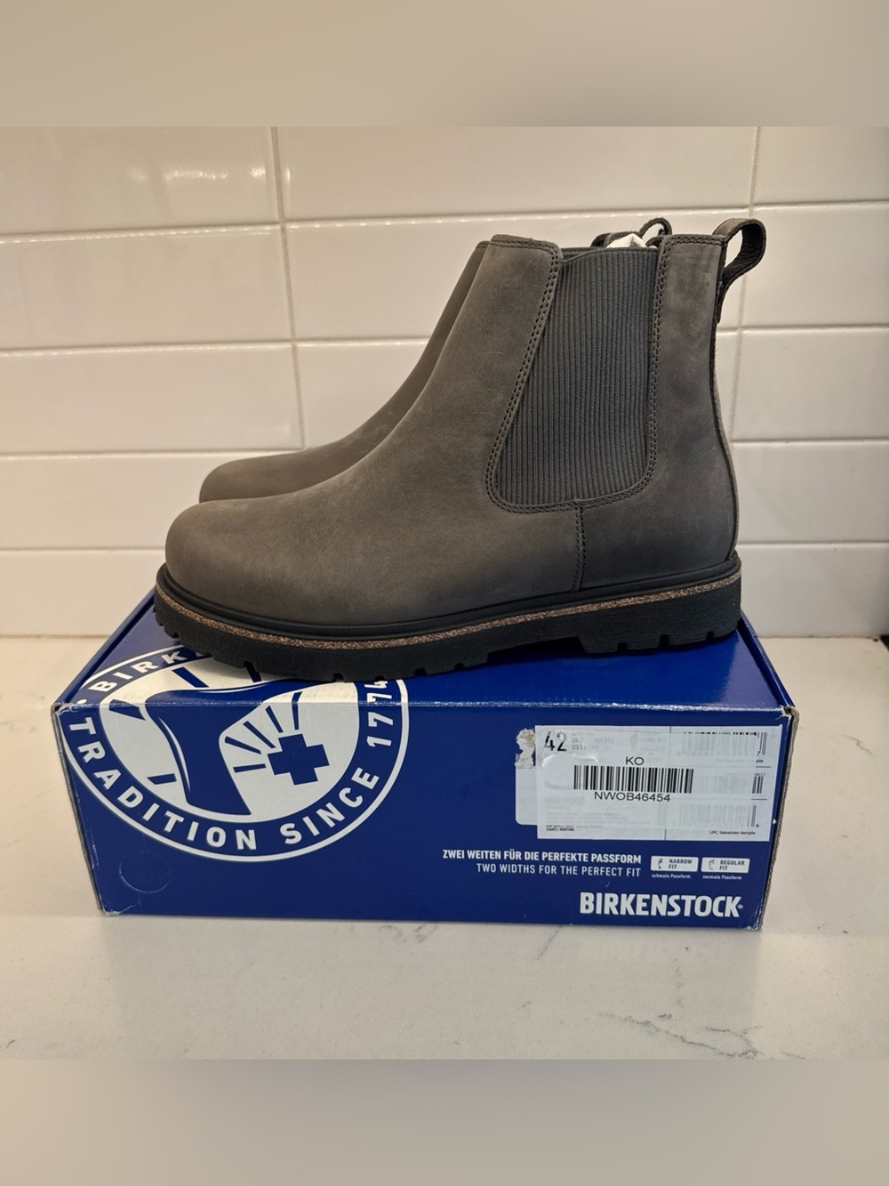 New Birkenstock Highwood Boot Graphite Gray Size 42 Reg/wide Othopedic Chelsea